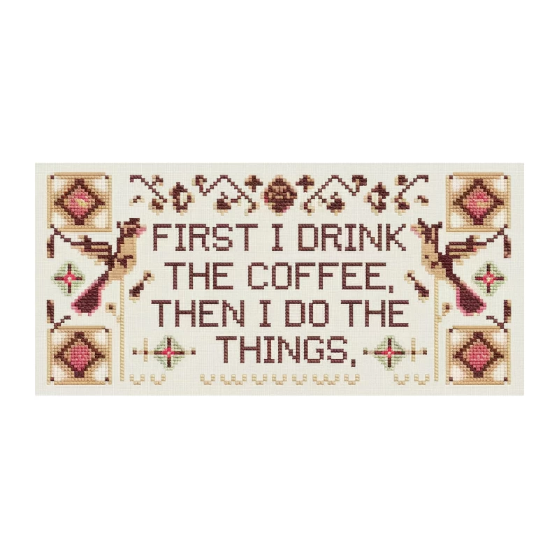 Humorous Coffee Quote Cross Stitch Embroidery Tapestry