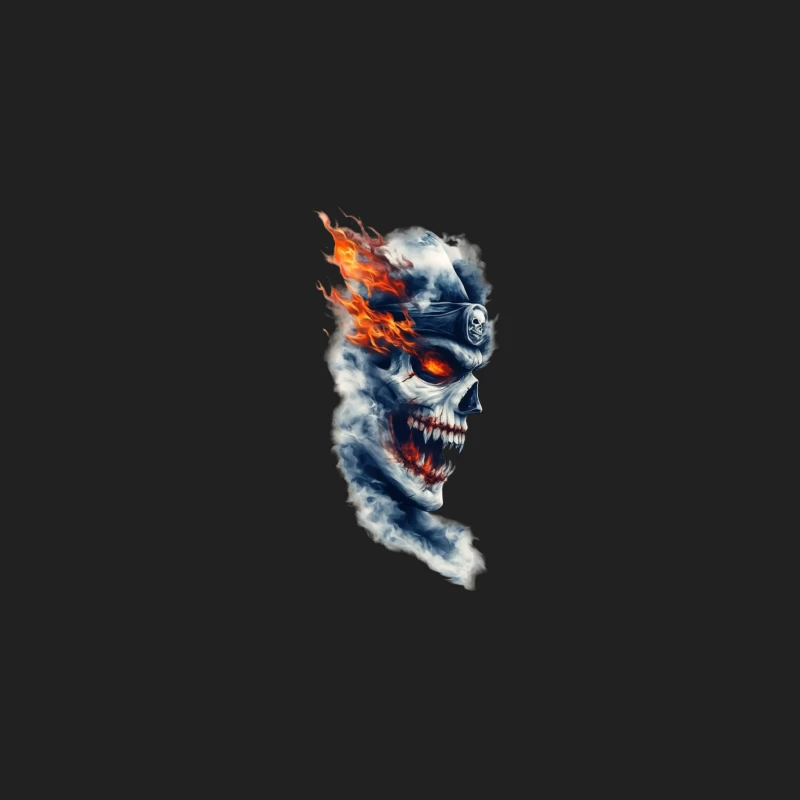 Fiery Ghost Skull Artwork Bucket Hat