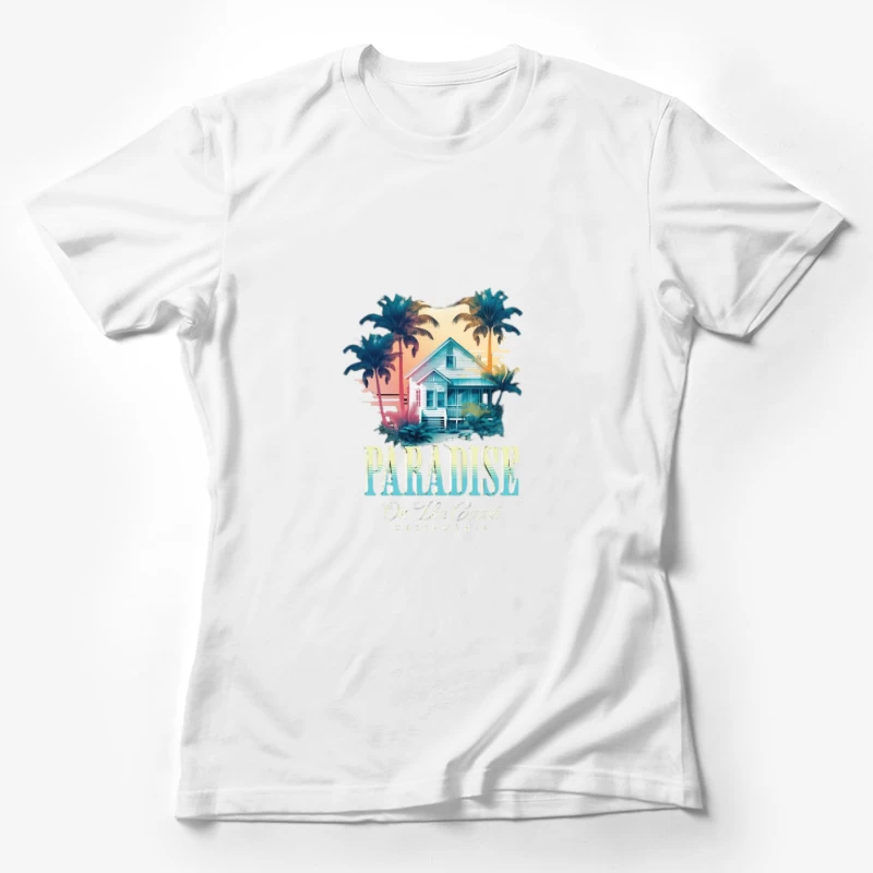 Paradis sur la Côte avec des Palmiers et une Maison Femme T-Shirt