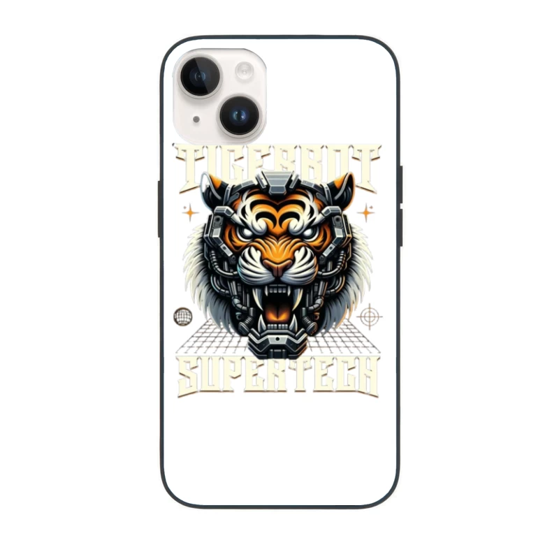 Cybernetic Tiger Head with Futuristic Tech Enhancement iPhone Case