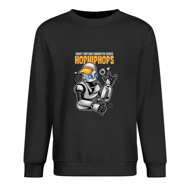 Stylischer Roboter mit orangefarbener Mütze Herren Pullover Sweatshirt