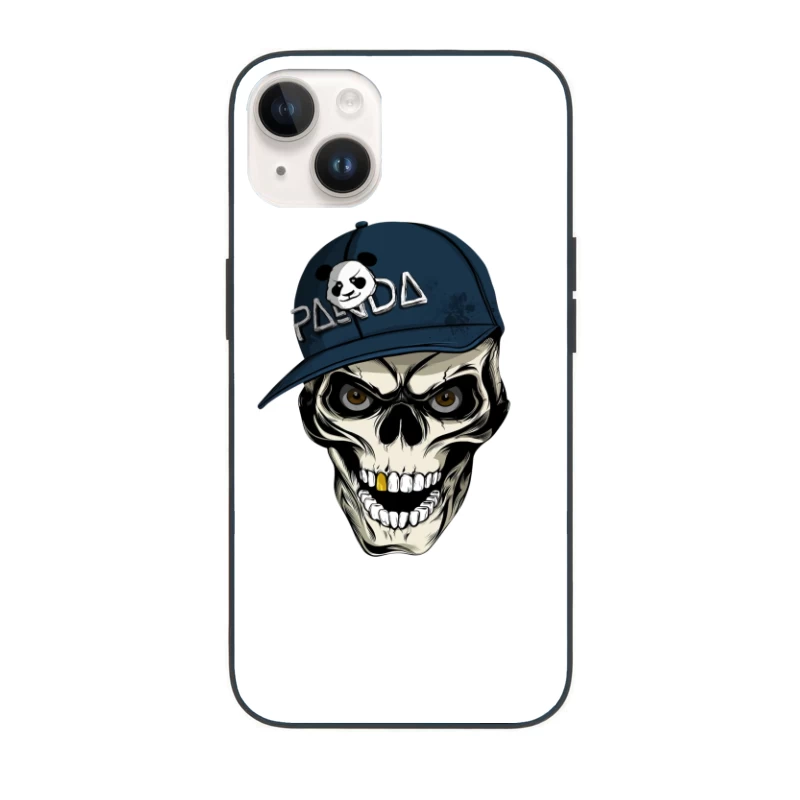 Skull with Panda Cap Graphic Illustration iPhone Case