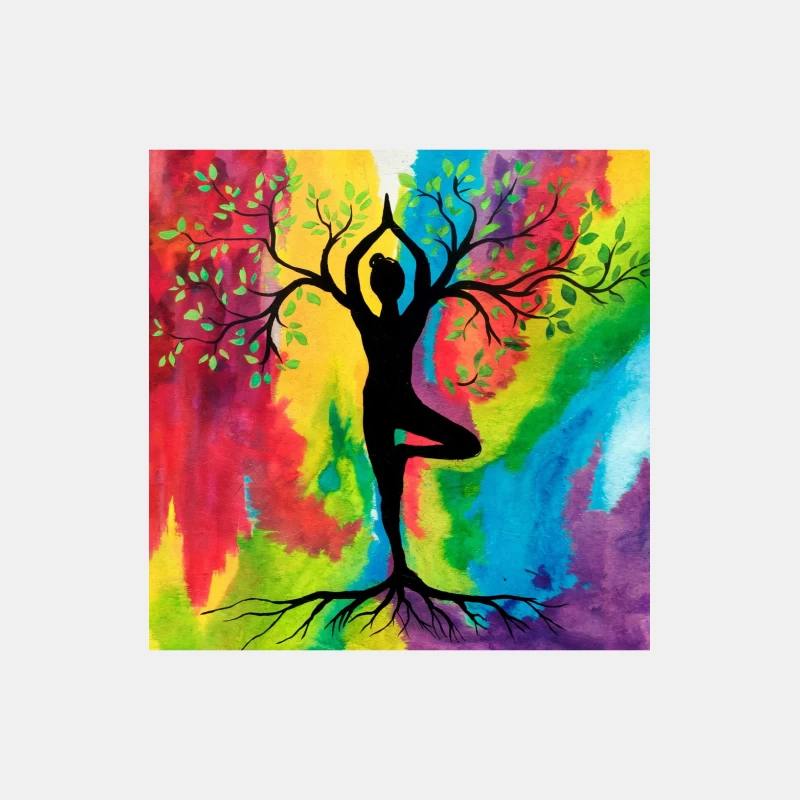 Vibrant Yoga Tree: A Spiritual Silhouette in Nature's Colorful Embrace Male Tank Top