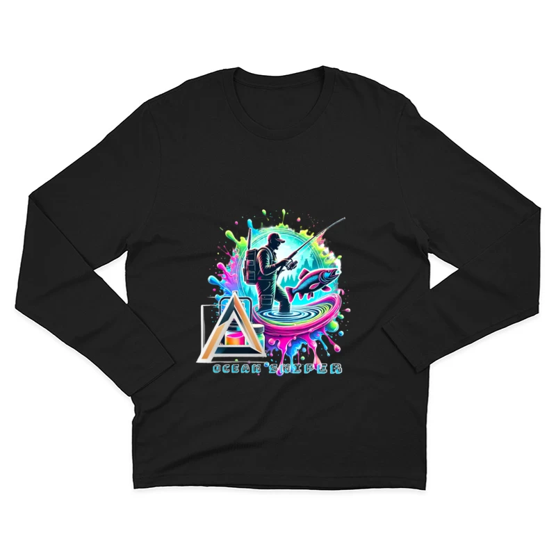 Vibrant Ocean Sport Fisher Abstract Art Design Male Long Sleeve T-Shirt