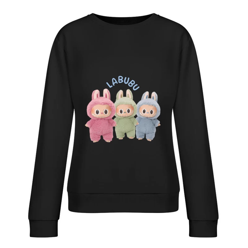 Drei Labubu-Plüschfiguren in Hasenkostümen Damen Pullover Sweatshirt
