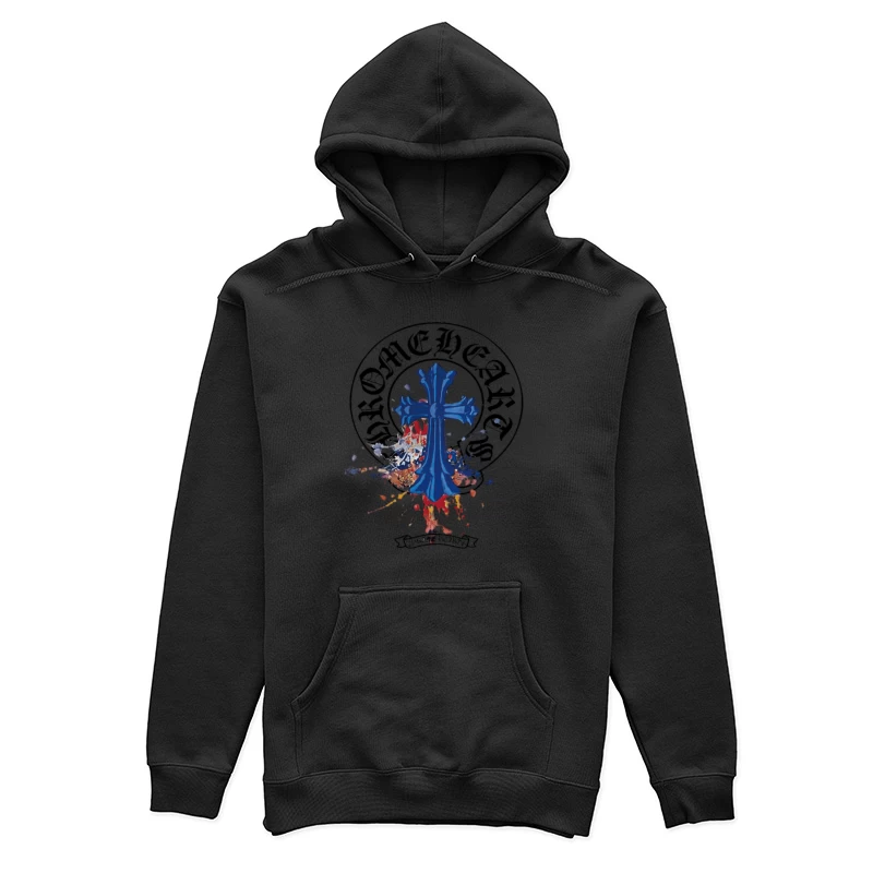 Blaues Kreuz auf gesprenkeltem Hintergrund Damen Pullover Hoodie