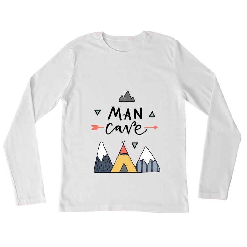 Tente et Montagnes avec Flèche et Texte Femme Manches Longues T-Shirt