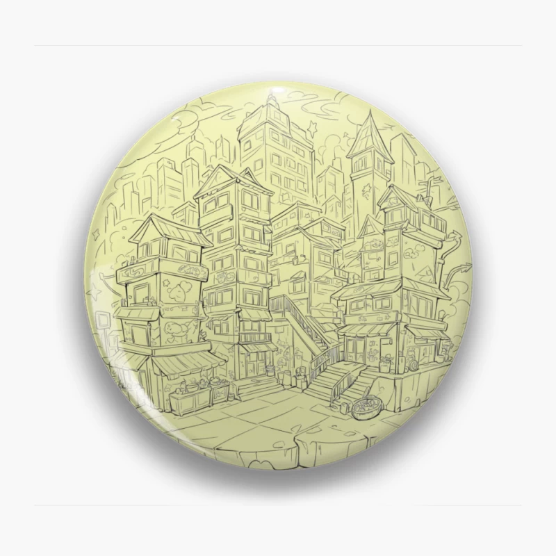Fantasy Cityscape Illustration Pin