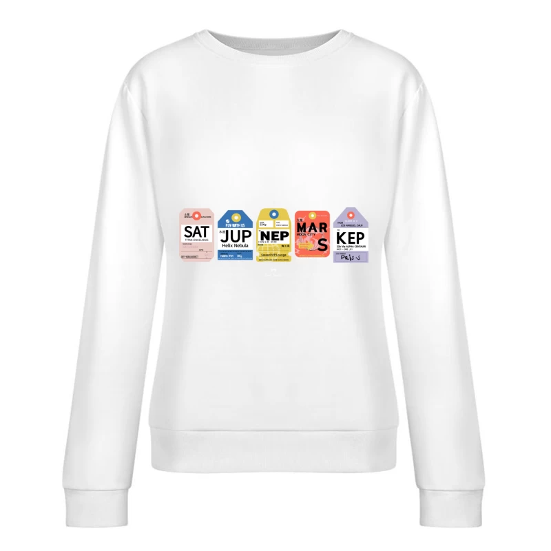 Futuristische Gepäcketiketten Designs Damen Pullover Sweatshirt