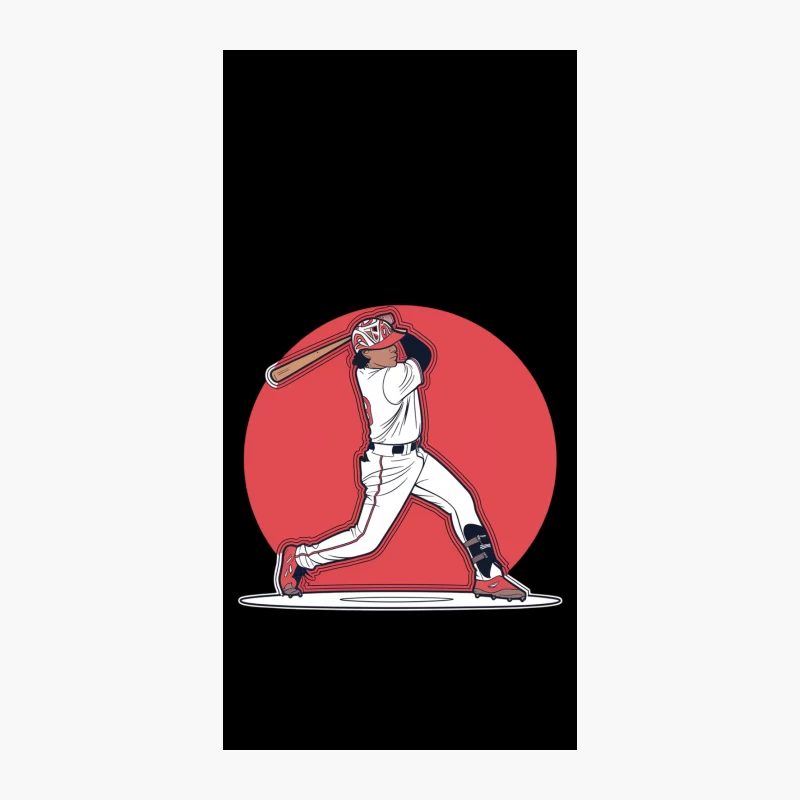 Cartoon Baseball Player Swinging Bat on Red Background iPhone Case