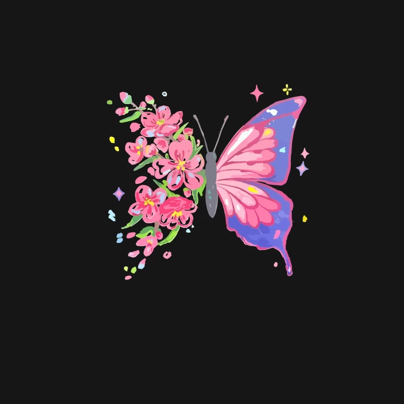 Schmetterling mit Blüten Herren Langarm T-Shirt