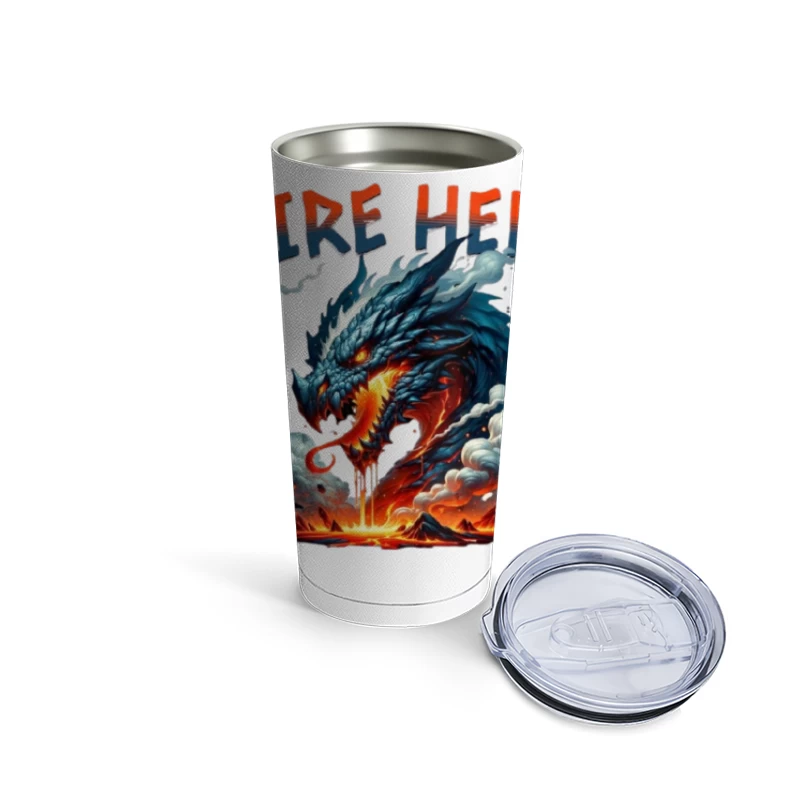 Fire Hell Dragon with Glowing Flames Travel Mug