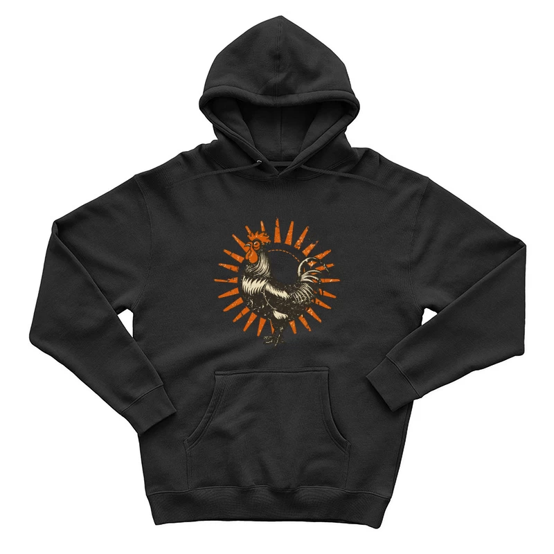 Retro Sun Rooster Male Pullover Hoodie