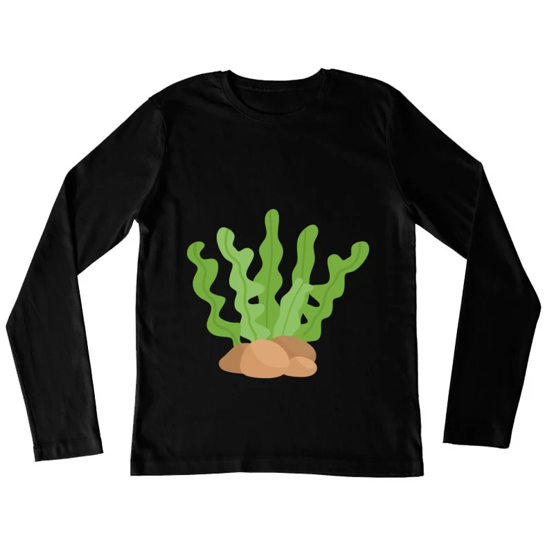 Algues vertes sur roches Femme Manches Longues T-Shirt