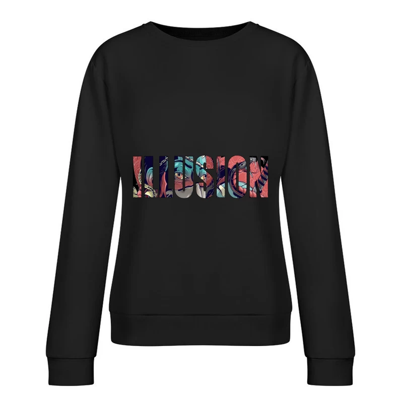 Colorful Artistic Illusion Design Female Pullover Sweatshirt