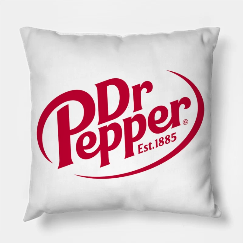 Dr Pepper Classic Red Logo Design - Established 1885 Throw Pillow