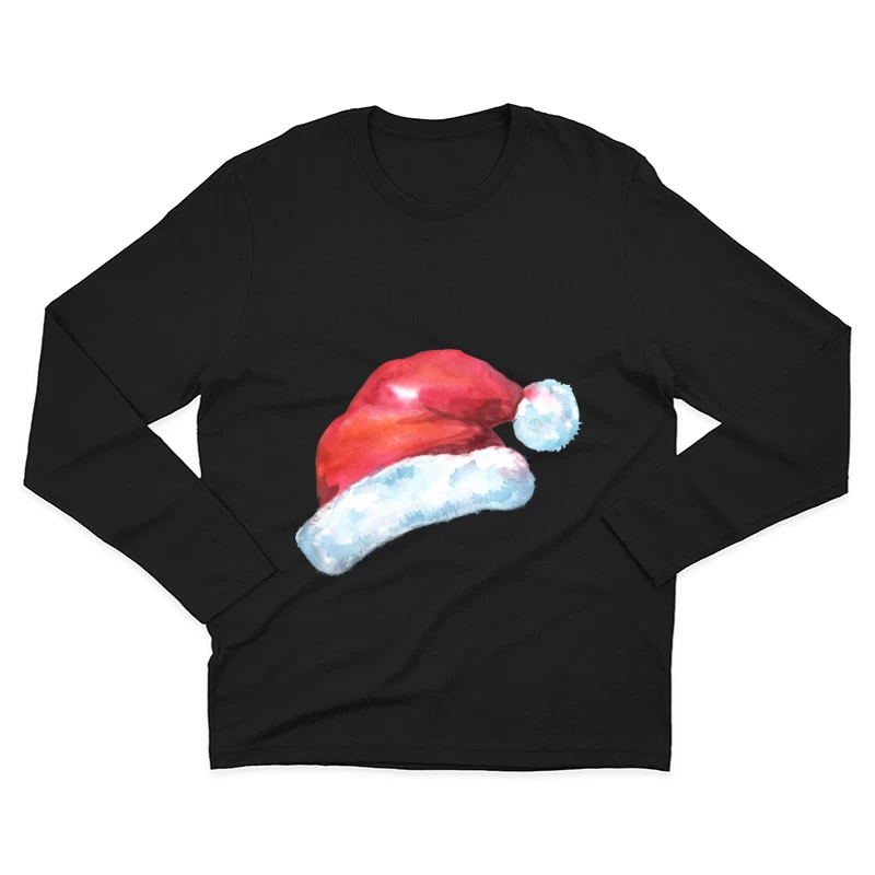 Chapeau de Noël en aquarelle Homme Manches Longues T-Shirt