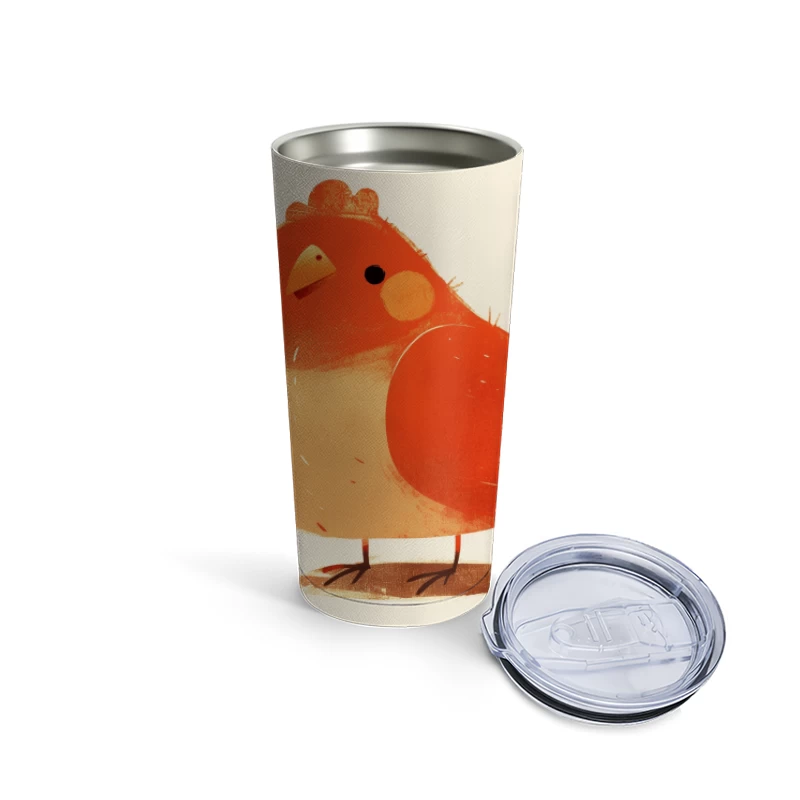 Cute Red Robin Bird Illustration Travel Mug