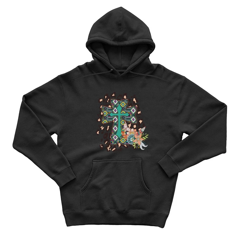 Dekoratives Kreuz mit Blumen und Mustern Herren Pullover Hoodie