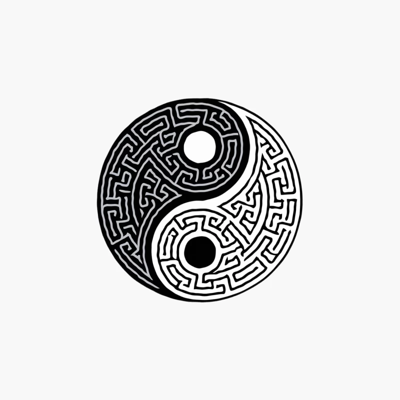 Intricate Yin Yang Maze: Symbolizing Balance and Duality Cotton Tote Bag
