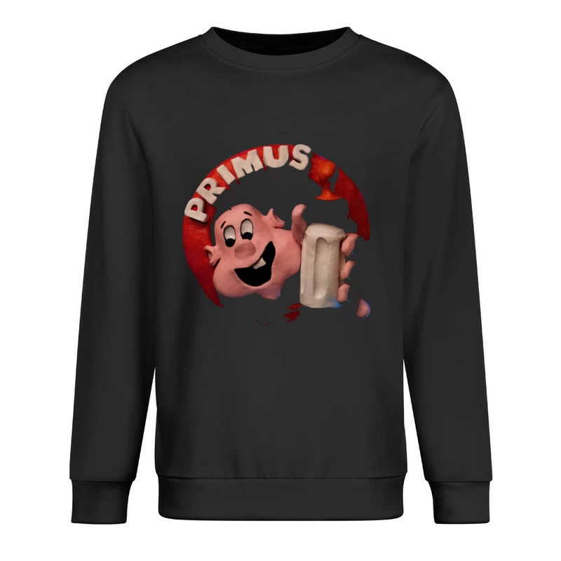 Vintage Primus Beer Mascot with Beer Mug Male Pullover Sweatshirt