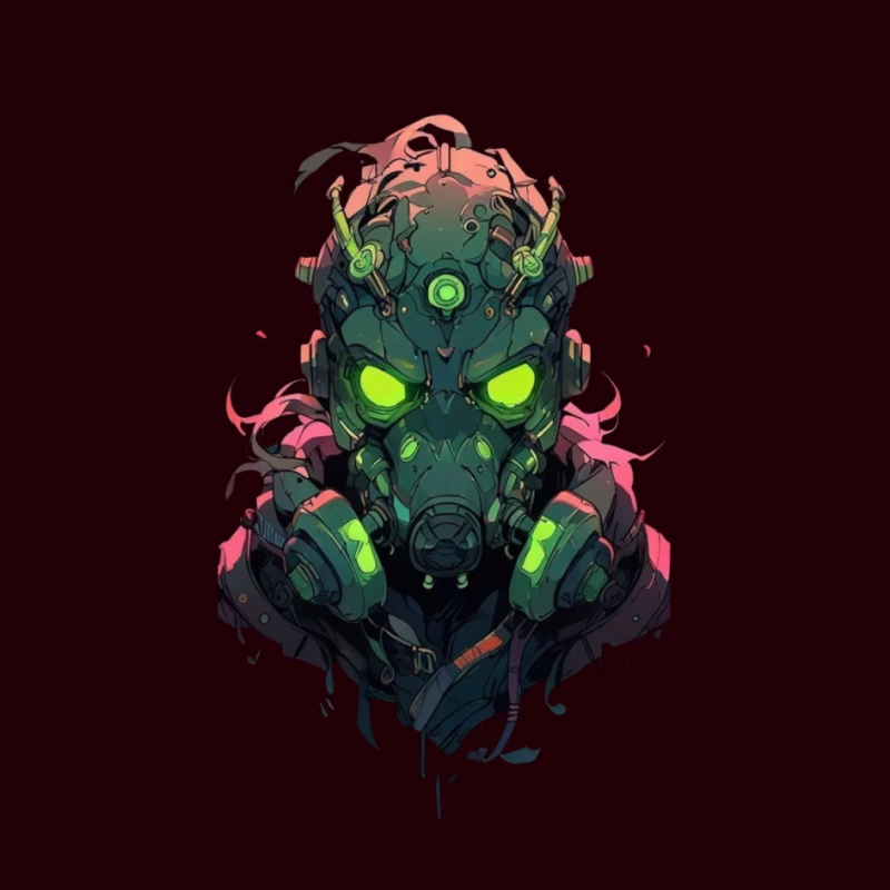 Futuristic Cyberpunk Character with Neon Gas Mask Pin
