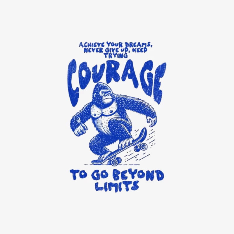 Gorille courageux sur skateboard Femme Manches Longues T-Shirt