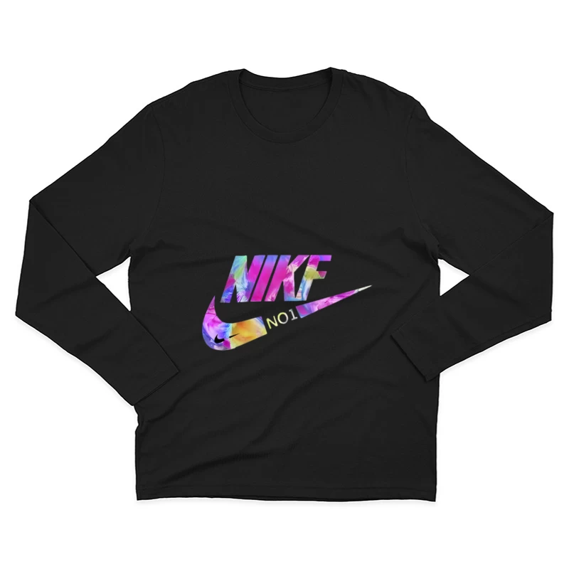 Buntes Nike-Logo mit Blumenmuster Herren Langarm T-Shirt