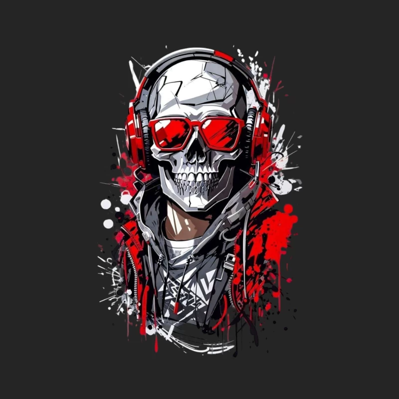 Cool Urban Skull with Headphones Female Pullover Sweatshirt