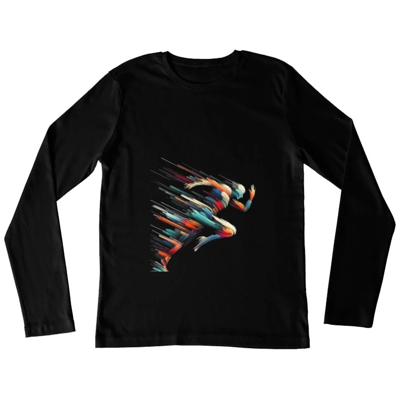 Dynamic Colorful Runner Female Long Sleeve T-Shirt