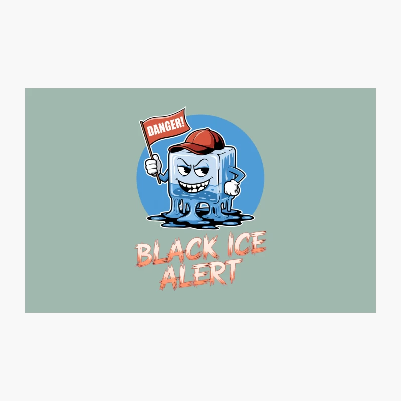 Cartoon Warning Character for Black Ice Danger in Winter Travel Mug