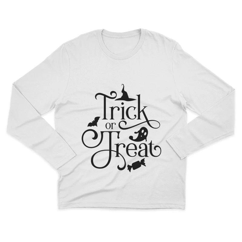 Trick or Treat d'Halloween avec Fantôme et Chapeau de Sorcière Homme Manches Longues T-Shirt