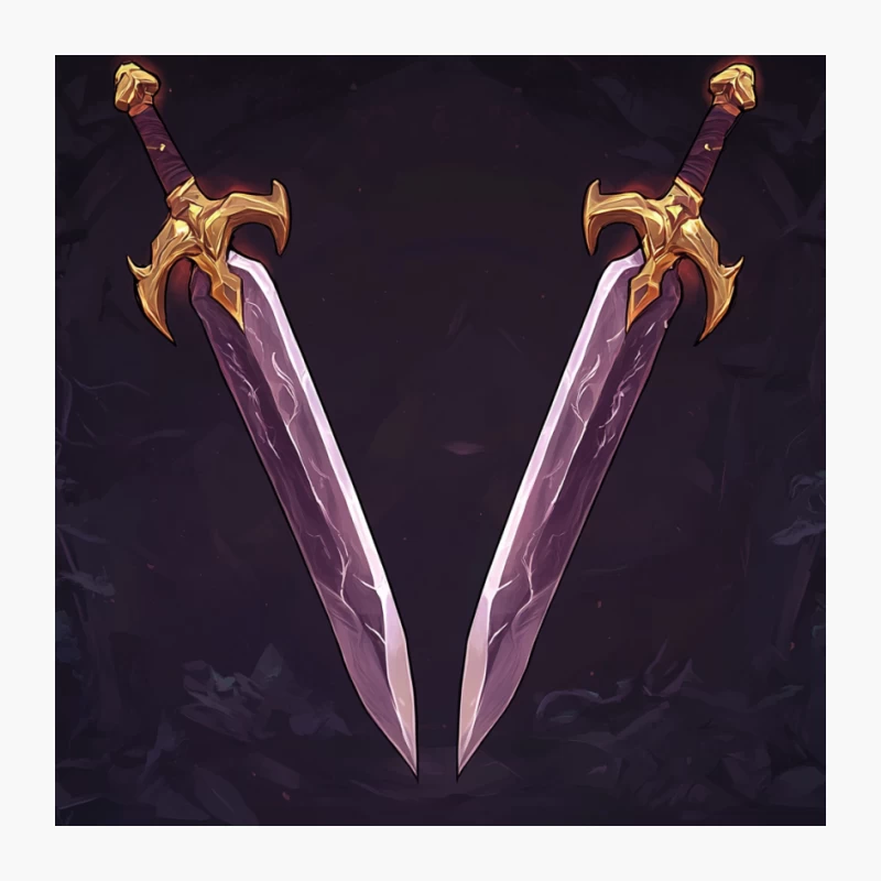 Mystical Dual Swords with Ornate Golden Hilts Pin
