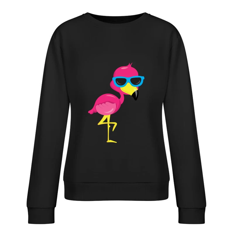 Flamant rose cool avec lunettes de soleil Femme Sweat-shirt à enfiler