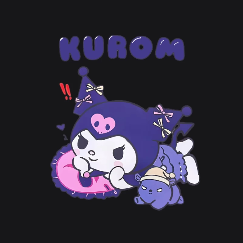 Illustration Kawaii de Kuromi avec Donut Homme Sweat à capuche