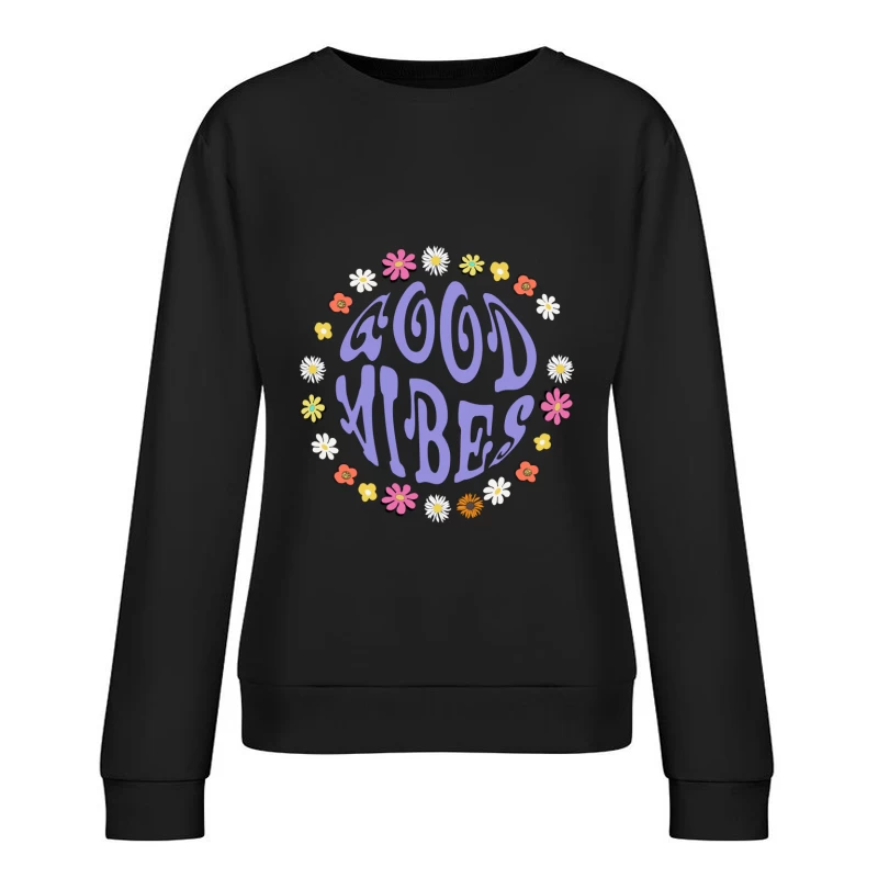 Gute Schwingungen Blumenkranz Design Damen Pullover Sweatshirt