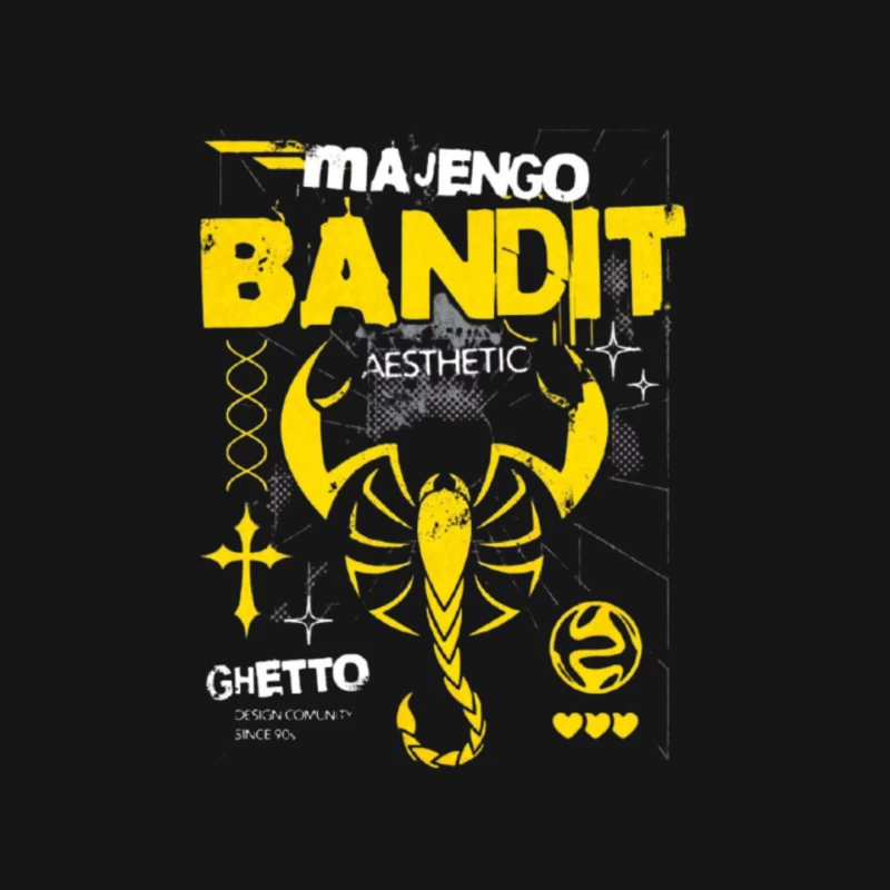 Yellow Bandit Scorpion Grunge Logo Design Mouse Pad