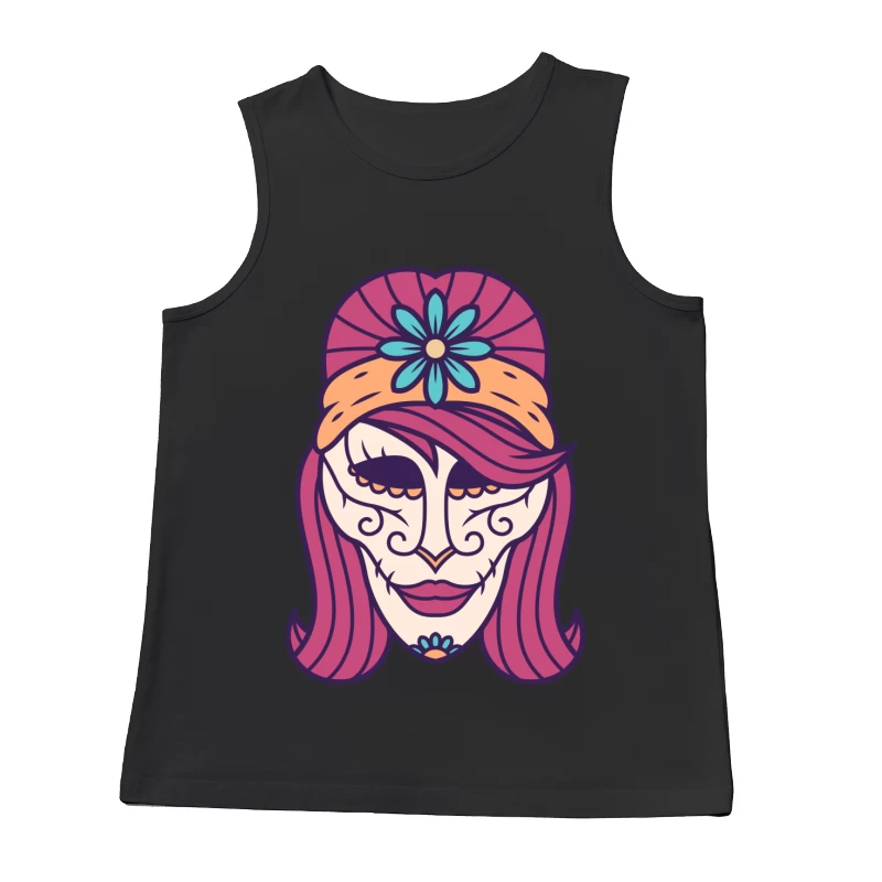 Masque de calavera coloré avec motif floral Homme Débardeur