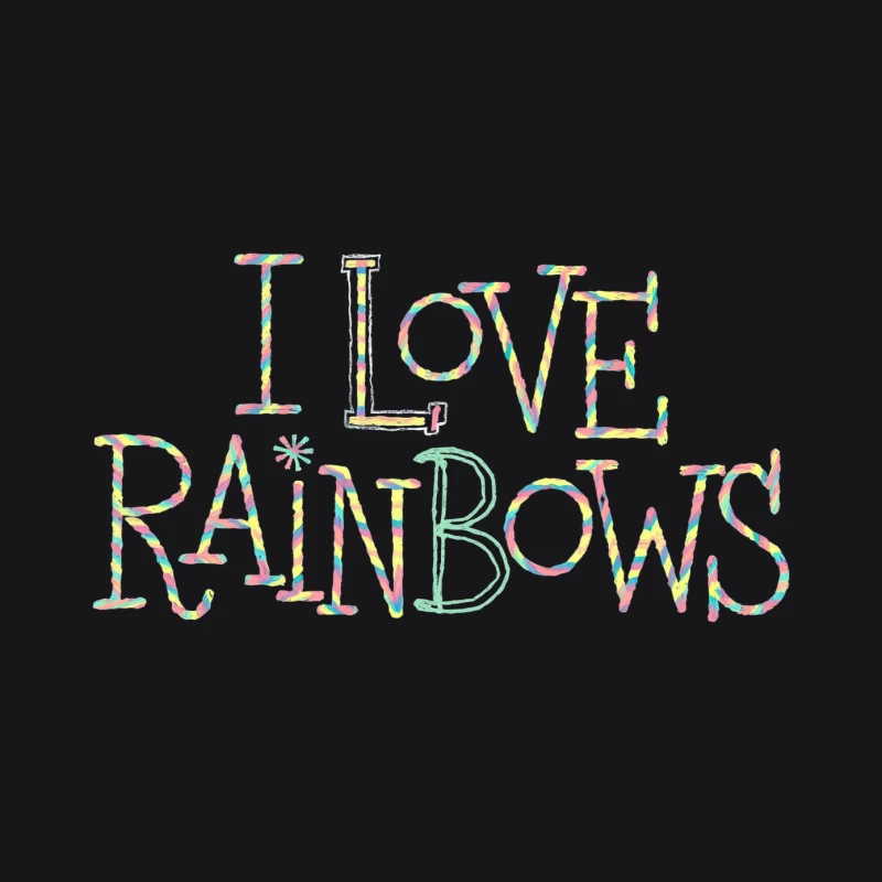Colorful Pastel Rainbow Typography: "I Love Rainbows" Message Male Pullover Hoodie