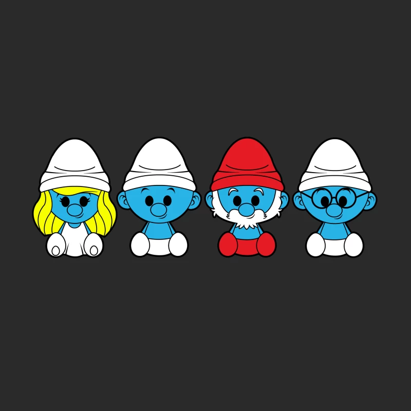 Cartoon Smurfs with Diverse Features and Hats Baseball Cap