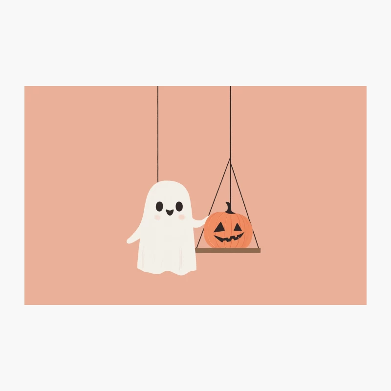 Cute Minimalist Halloween Ghost and Jack-o'-Lantern Cartoon Travel Mug