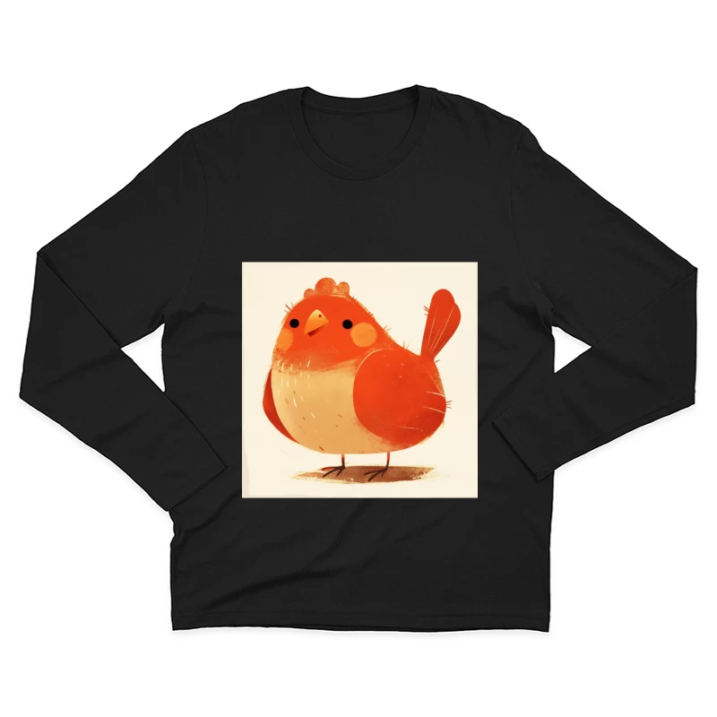 Cute Red Robin Bird Illustration Male Long Sleeve T-Shirt