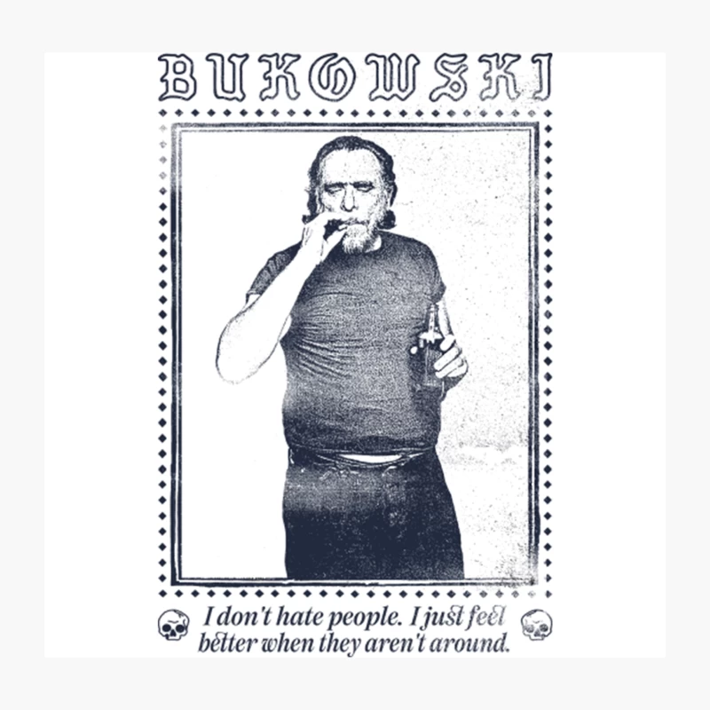 Charles Bukowski  Original Aesthetic Faded Punkstyle Design Throw Pillow