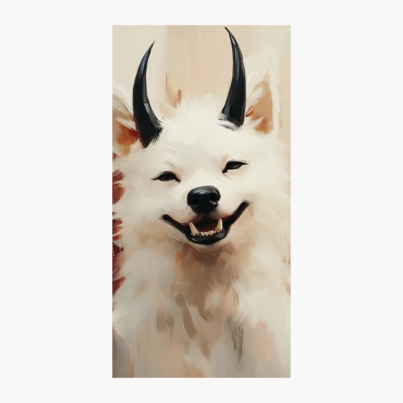 Mischievous White Devil Dog: A Playful Digital Portrait iPhone Case