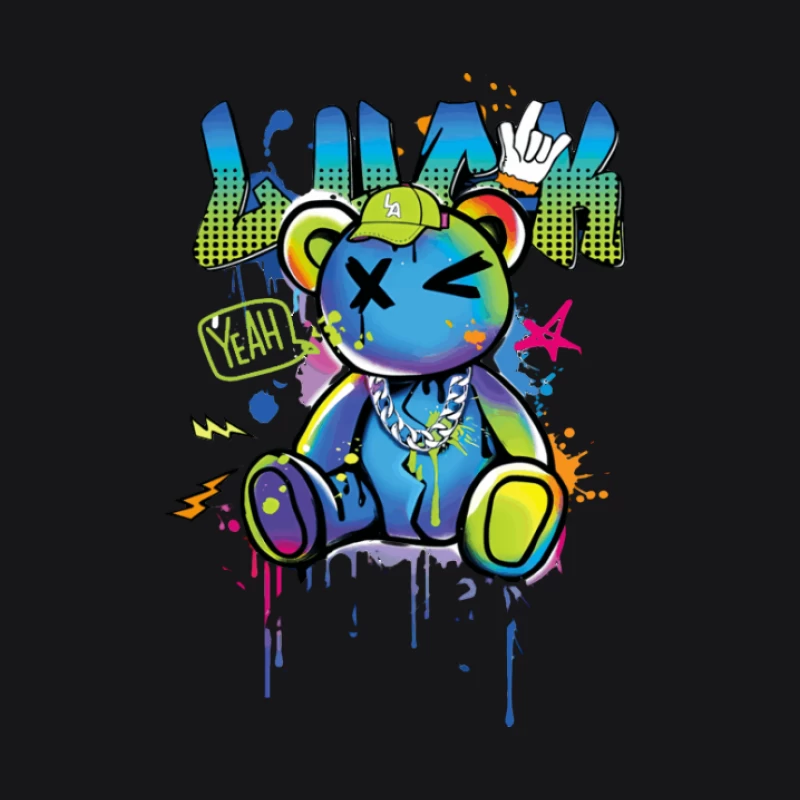 Bunter Graffiti-Bär mit Kappe Herren Pullover Hoodie