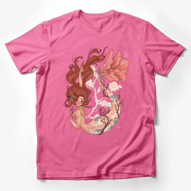 Enchanting Pastel Mermaid with Floral Accents Male T-Shirt