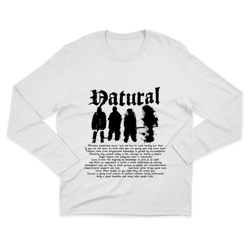 Natürliche Silhouette und Textdesign Herren Langarm T-Shirt