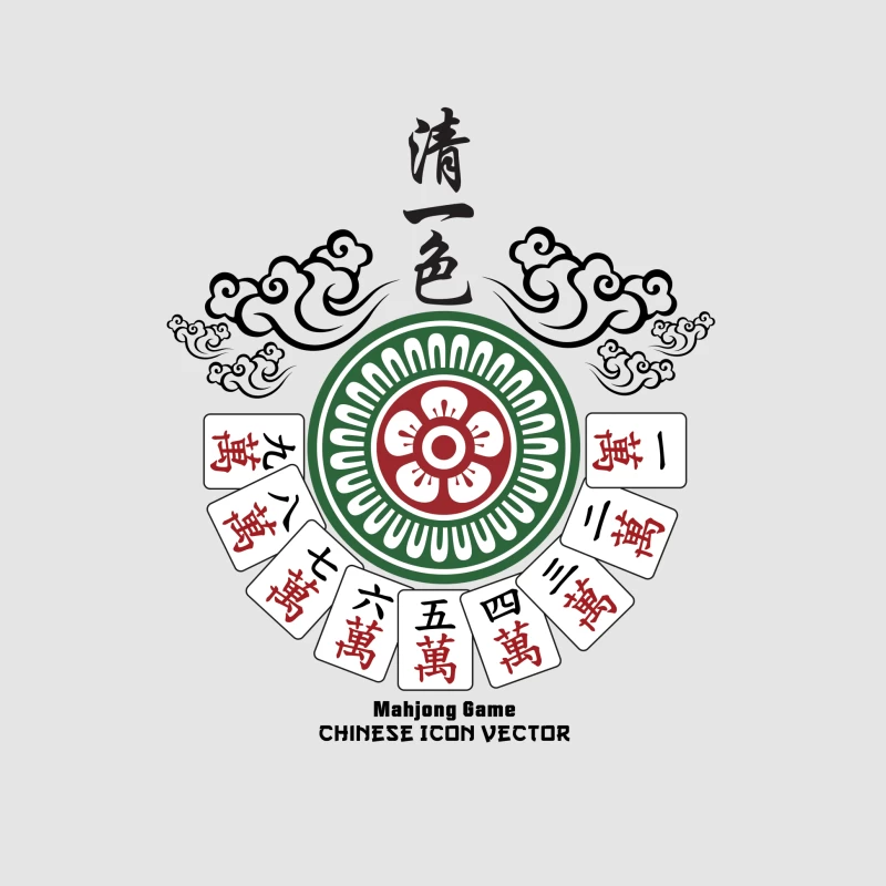 Mahjong-Kunstwerk mit Blumen- und Zahlensteine Herren Pullover Hoodie