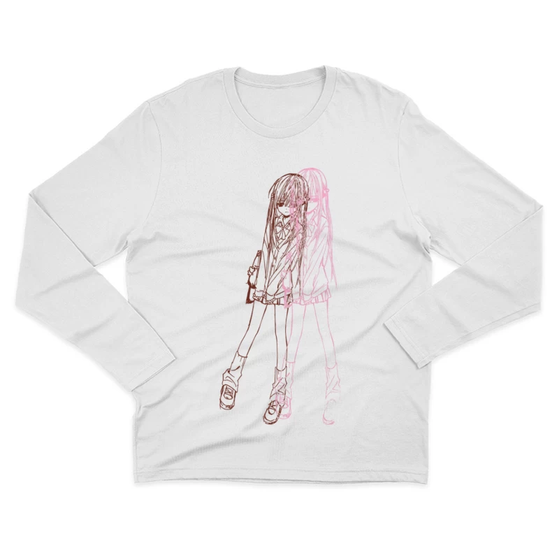 Skizze eines Mädchens in Neonfarben Herren Langarm T-Shirt