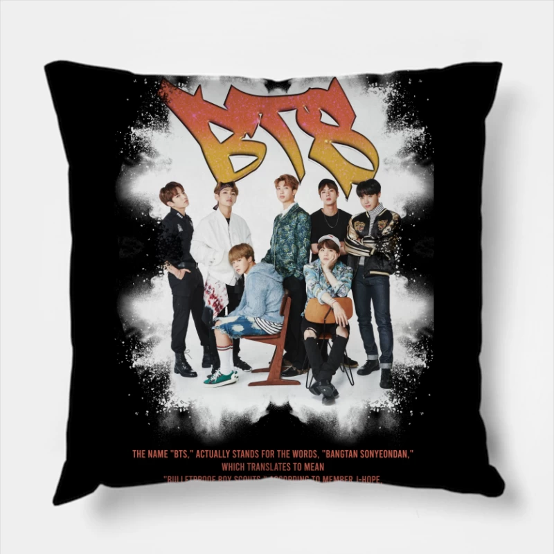 BTS: Popular K-Pop Boy Band from South Korea Throw Pillow